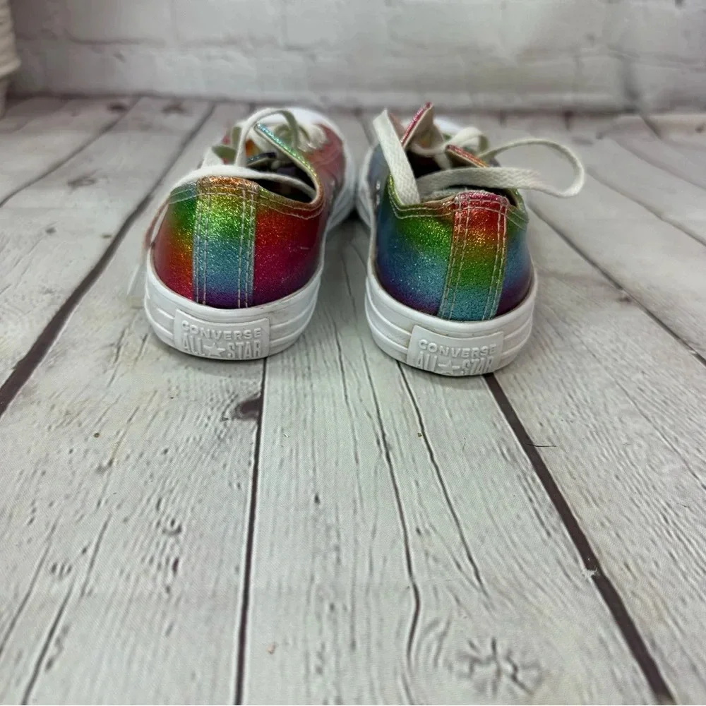converse all star rainbow glitter low tops kids youth sz 2 ROYGBIV
